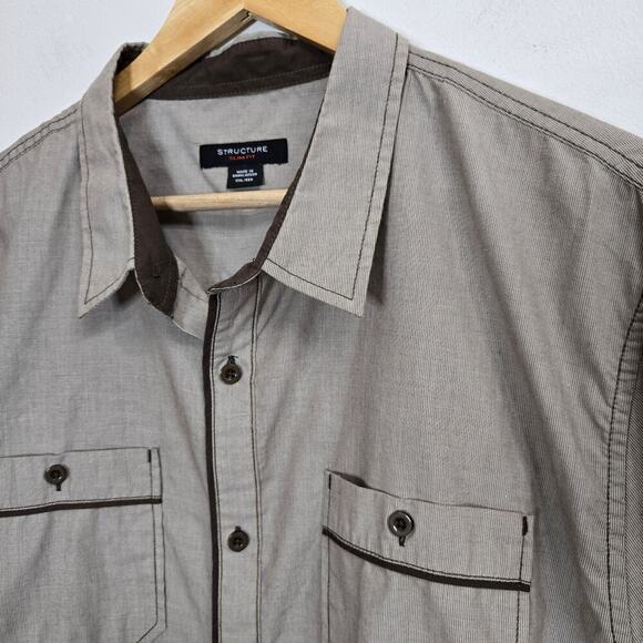 Vintage Structure NWOT Slim Fit Mens Short Sleeve Button-Up Shirt, Size XXL Y2K - Picture 3 of 11